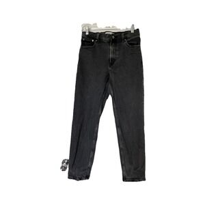 Abercrombie Fitch The Mom High Rise Jean Size 4 Reg 27 Black Straight Leg Pocket